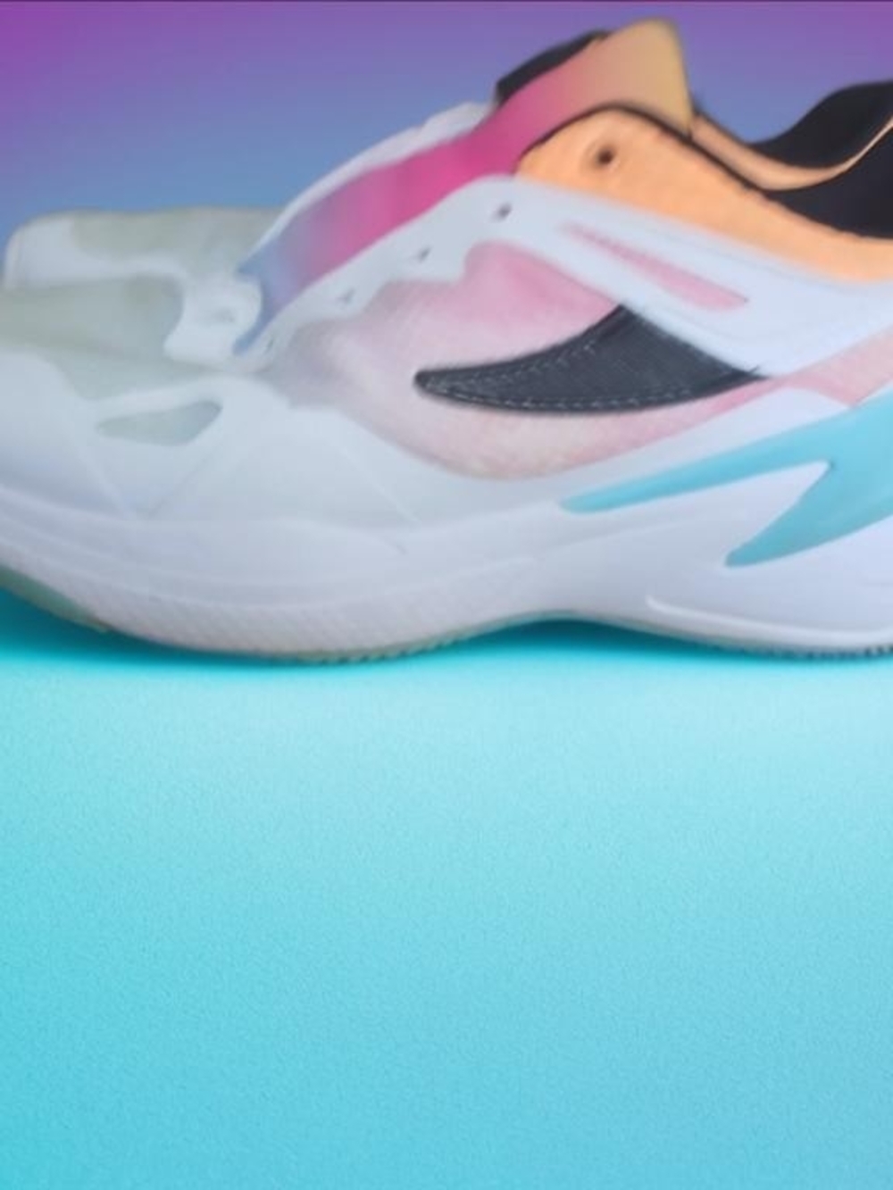 Women's White Athletic Sneakers with Pastel Gradient Accents